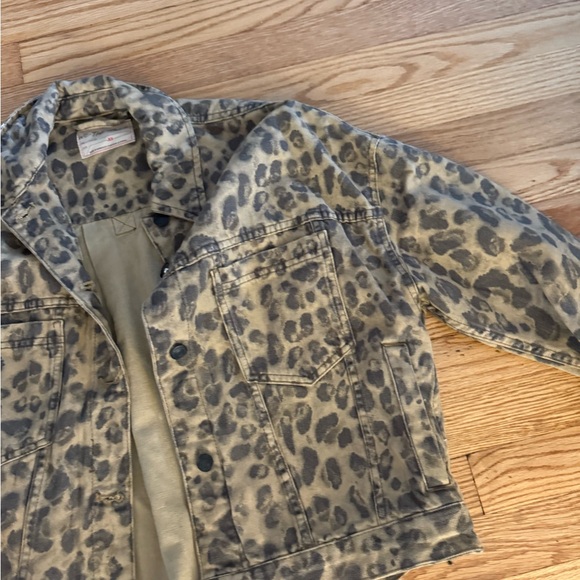 FREE PEOPLE We The Free Opal Swing Printed Denim Jacket - Leopard X-SMALL - Picture 7 of 13